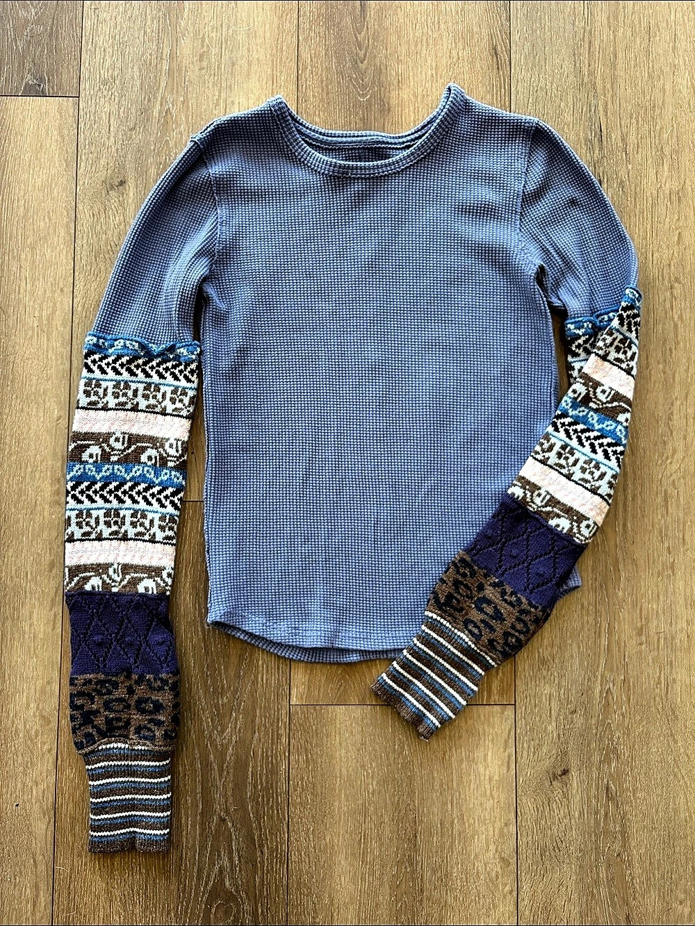 We The Free Women's Long Sleeve Geometric Top Blue & Multicolor Small